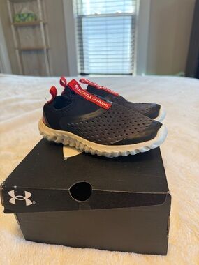 Kids Black and Red Slip-On Athletic Shoes